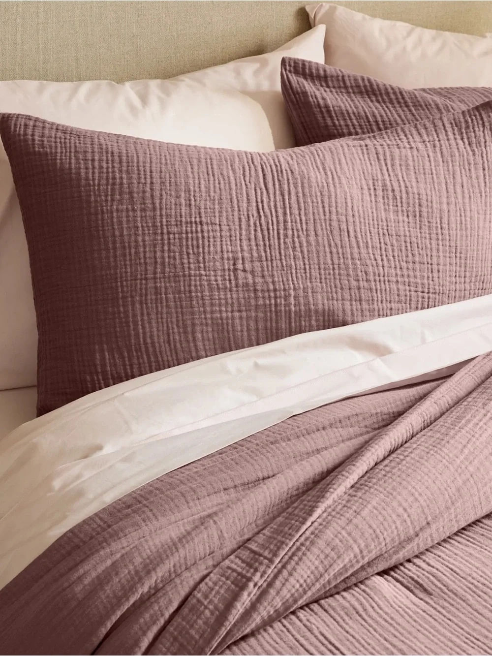 NWOT Quince Luxury Organic Cotton Gauze  Sham Set in Fig!